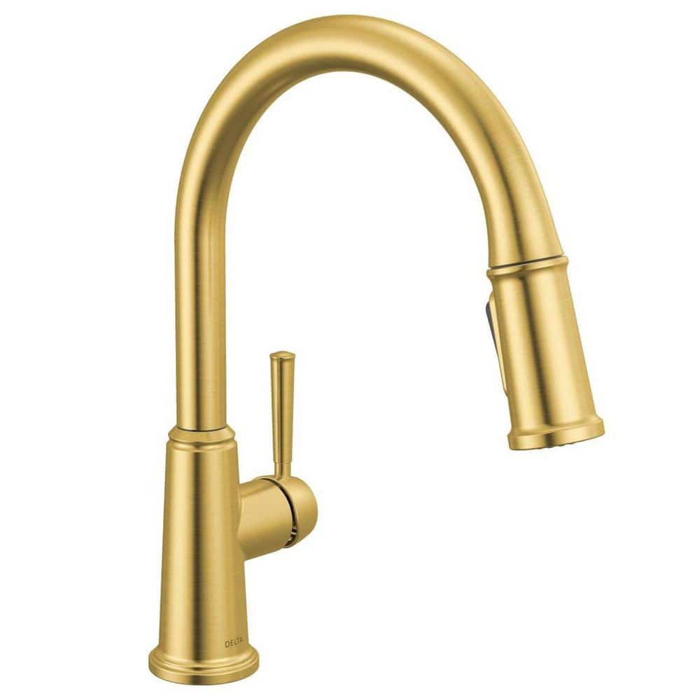 Foundations Design Series Traditional Brushed Gold 14.63 in. H Pull Down Sprayer Kitchen Faucet 360° Swivel Spout price history on PriceWatchPro