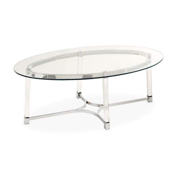Picket House Furnishings Sophia 52 in. Clear Oval Glass Coffee Table