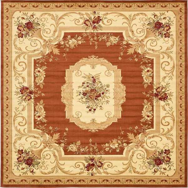 Unique Loom Versailles Henry Brick Red 10' 0 x 10' 0 Square Rug
