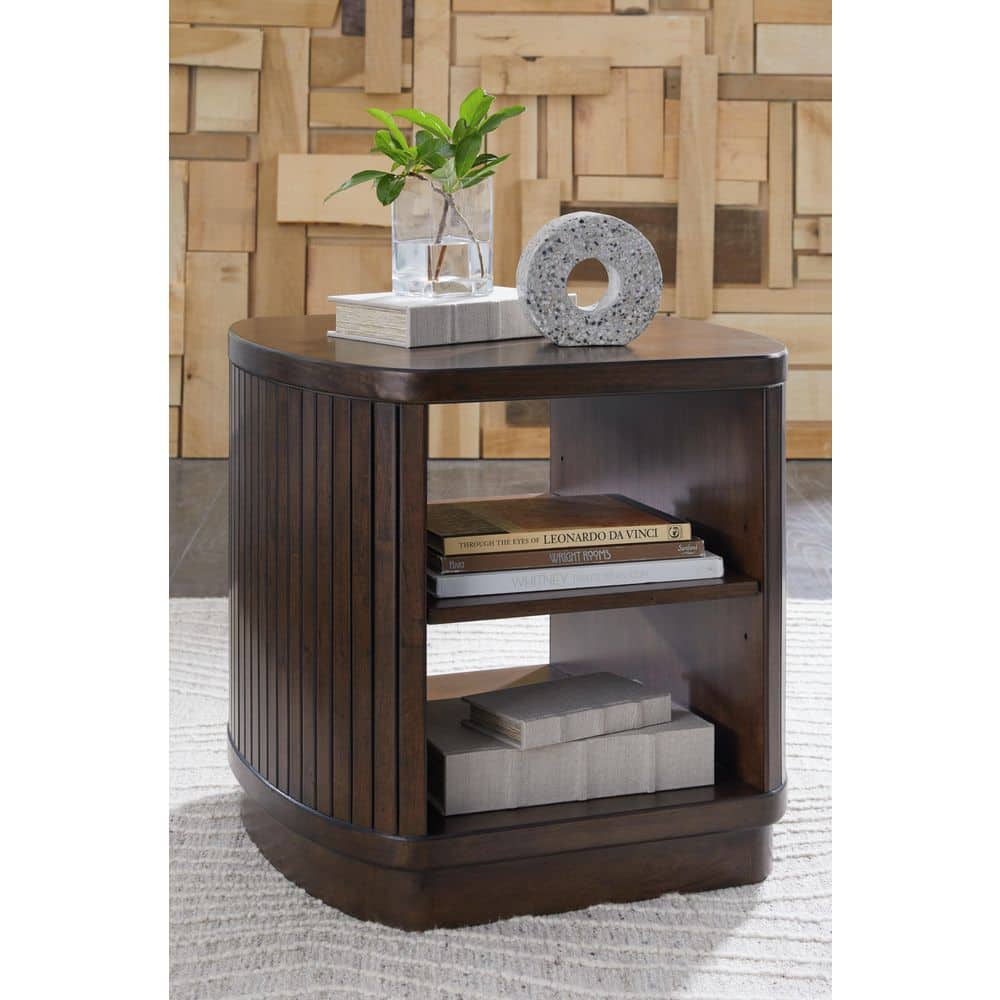 Korestone Dark Brown Mango Wood Square End Table with Storage