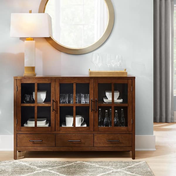 Home Decorators Collection Woodlin Sable Brown Buffet with Glass Door ...