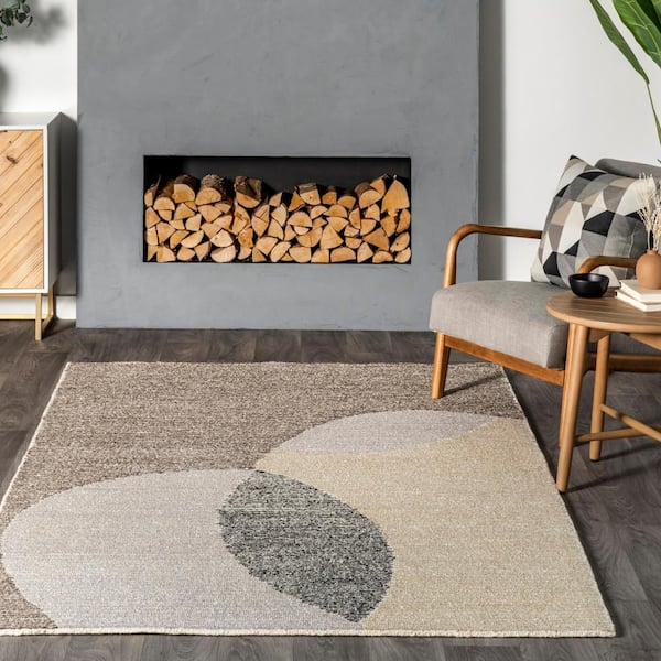 Evangeline Abstract Wool Ivory 5 ft. x 8 ft. Area Rug