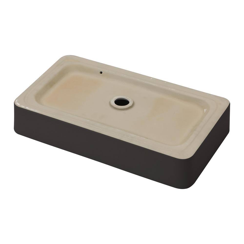 24" Black Ceramic Rectangular Vessel Bathroom Sink