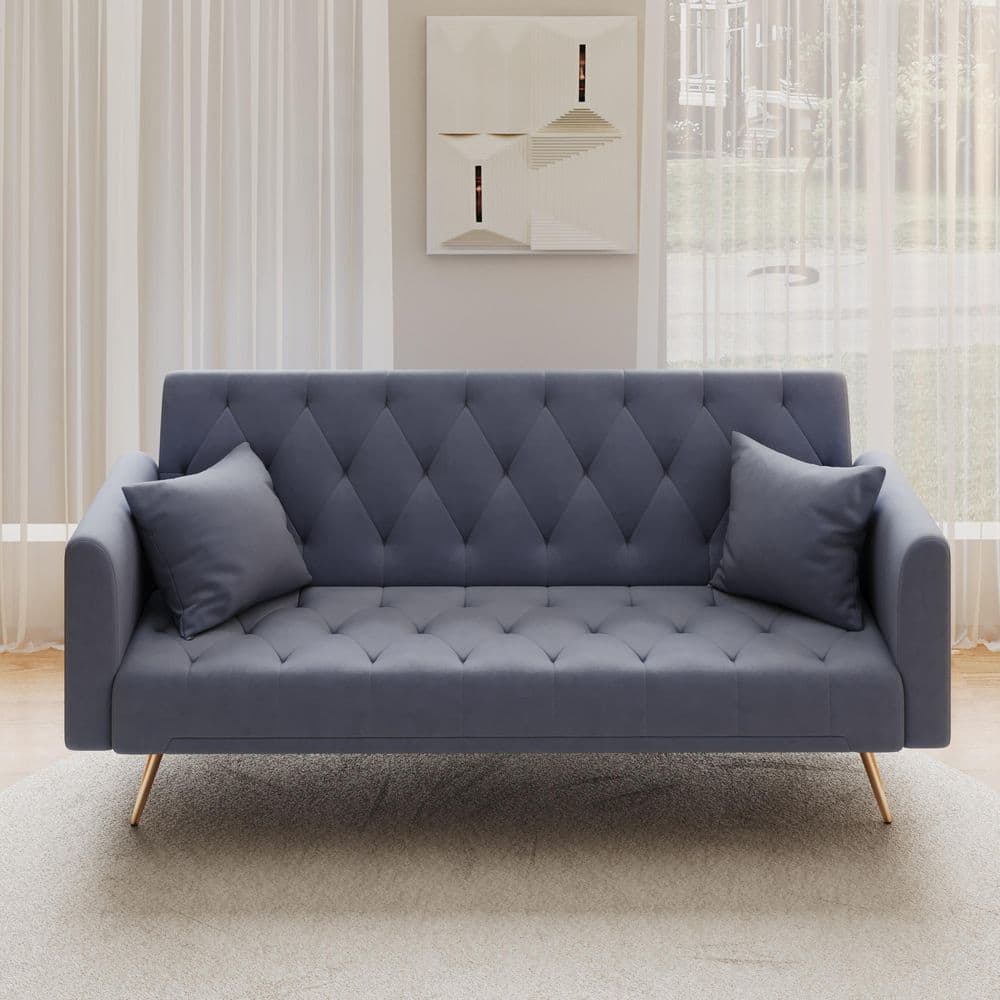 55.3 in. Square Arm Velvet Rectangle Sofa with Cup Holder and USB Port in Milk White price history on PriceWatchPro