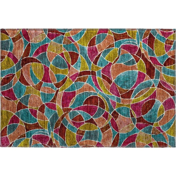 Mayfield Premium Machine Washable Abstract AMF2208 Merlot 2 ft. x 3 ft. Accent Rug