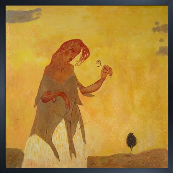LA PASTICHE Hesitation by Paul Klee Studio Black Wood Framed Abstract Oil Painting Art Print 25.5 in. x 25.5 in.