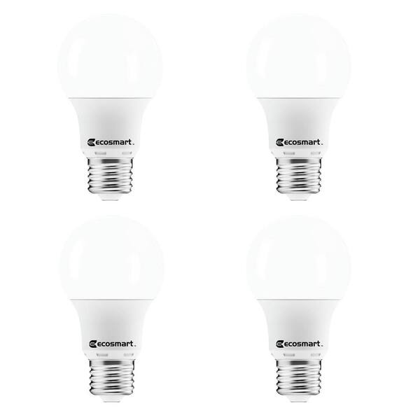 EcoSmart 40-Watt Equivalent A19 Non-Dimmable LED Light Bulb Soft White (4-Pack)