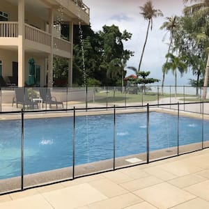12 ft. L x 4 ft. H Black Outdoor Pool Fence with Section Kit Removable Mesh Barrier for Pools Garden and Patio