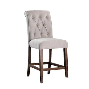 Beige Rustic Tufted Fabric Counter Height Dining Side Chairs (Set of 2)