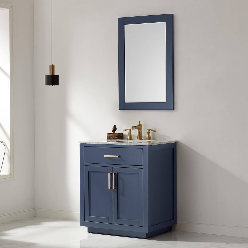Ivy 36"x24" Rectangular Royal Blue Wood Bathroom Wall Mirror
