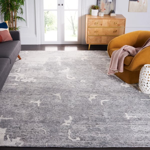 Tibetan 10 ft. x 14 ft. Charcoal Abstract Area Rug
