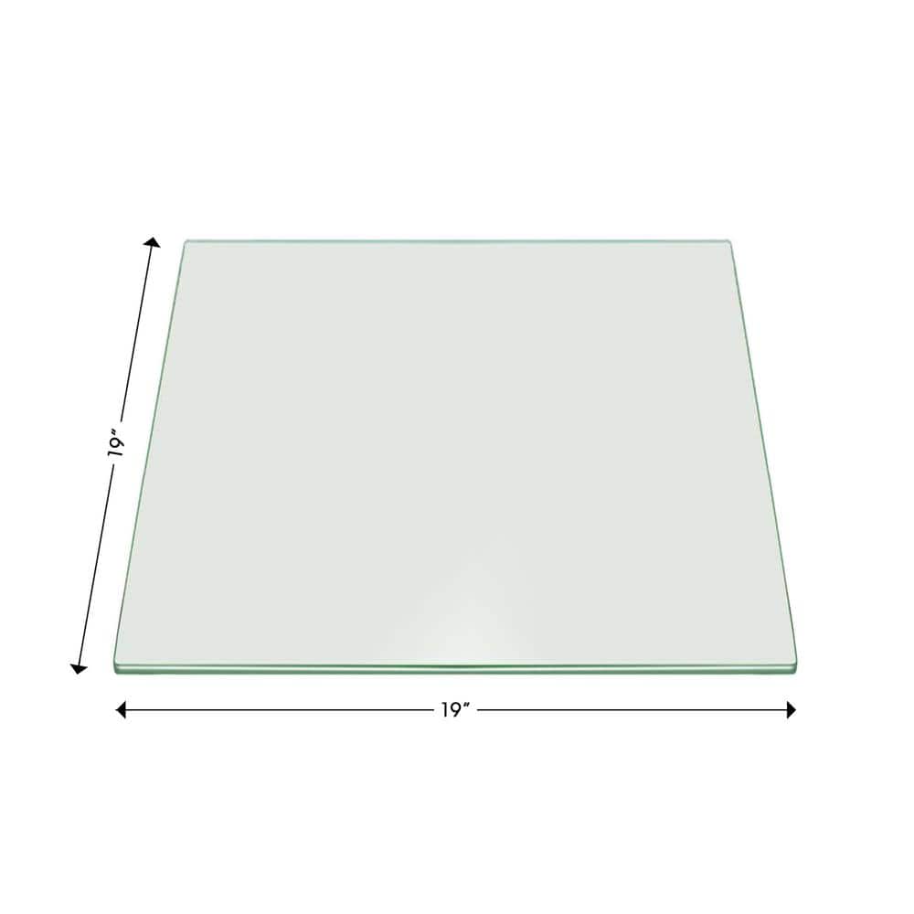 Clear Square Tempered Glass Table Top, 19 Inch