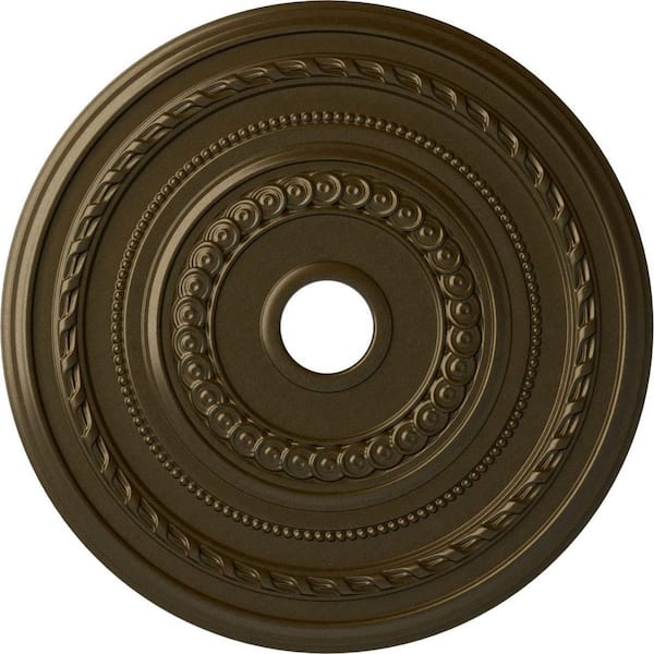 Ekena Millwork 25-3/8" x 3-3/8" ID x 1-3/8" Cole Urethane Ceiling Medallion (Fits Canopies upto 9-1/8"), Brass