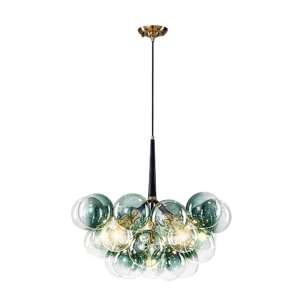 HUOKU Alma 6-Light 24.8 in.W Brass and Black Cluster Bubble