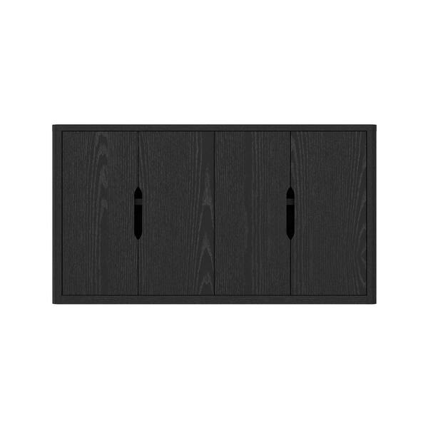 Rivington Modern Black Composite Wood 60.1 in. Sideboard with 4 Adjustable Shelves