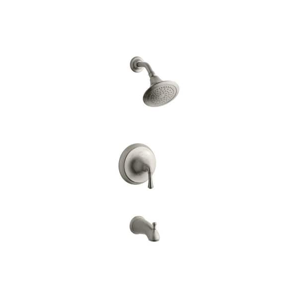 KOHLER Fort 1-Handle 1-Spray 2.0 GPM Tub and Shower Faucet with Spout in Vibrant Brushed Nickel (Valve Not Included)