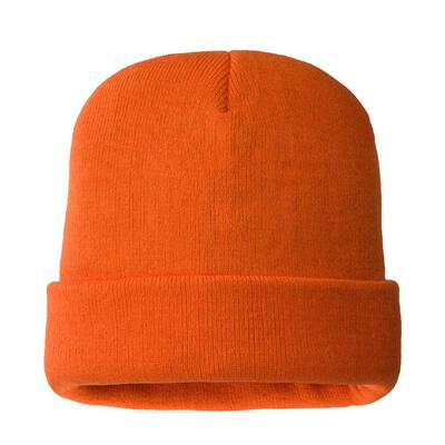 Men's 100% Acrylic Hi Viz Orange Hat 40 g 3M Thinsulate Lined 4-Layers Knitted