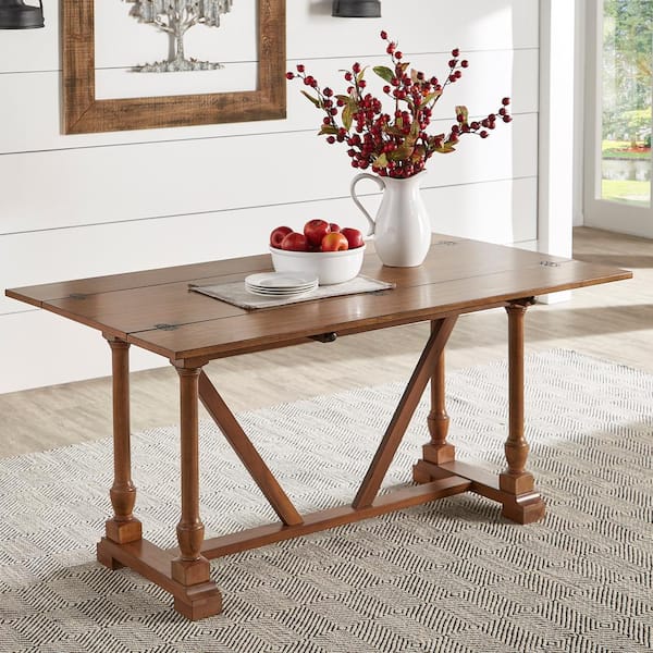 Homesullivan Oak Convertible Dining Or, Console Turns Into Dining Table Convertible