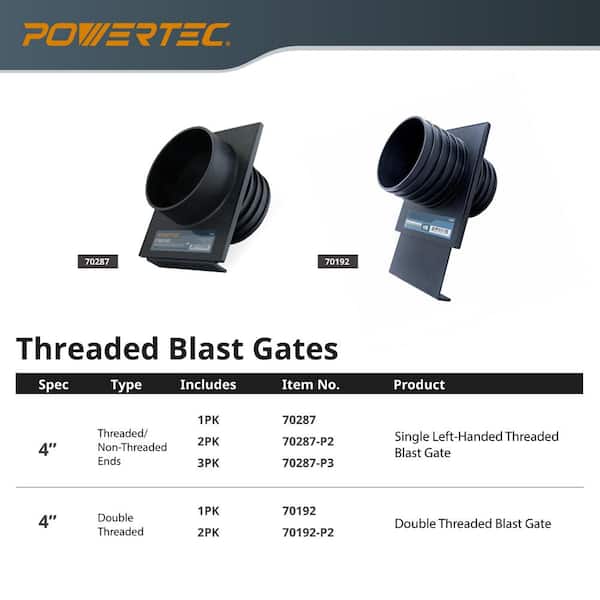 4 in. Blast Gate Dust Collection Quick Change Threaded/Non-Threaded Ends for Dust Hoses and Flanges (2-Pack)
