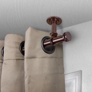 Bun Ceiling 66 in. - 120 in., 1 in. Dia Single Curtain Rod/ Room Divider in Bronze
