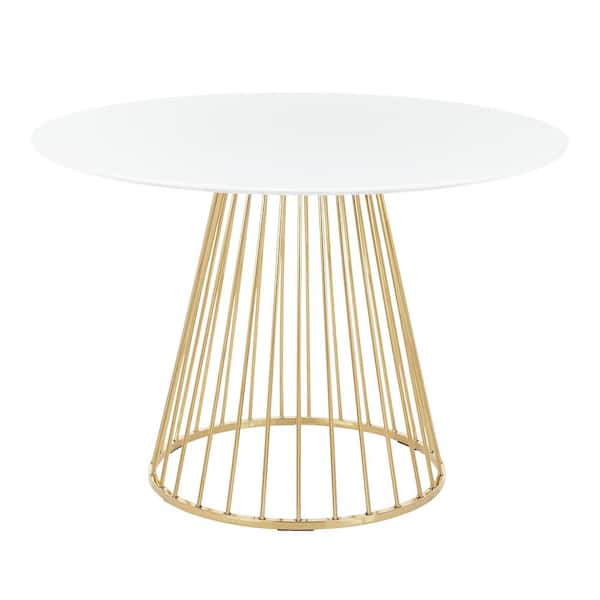 white and gold round dining table