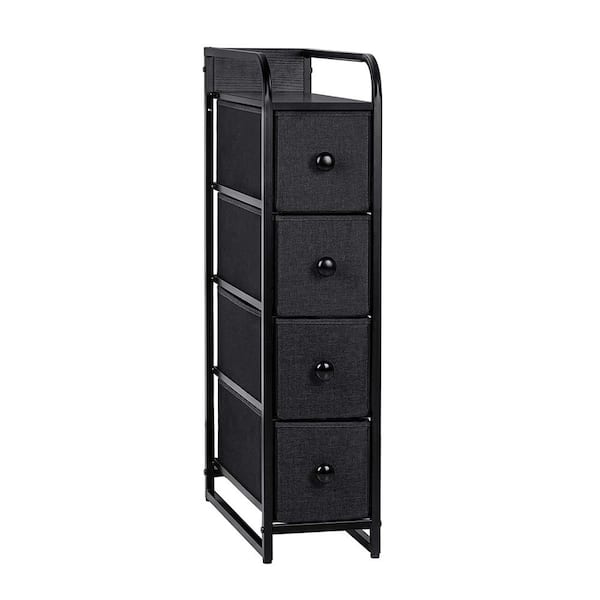 REAHOME 7.8 in. x 18.5 in. x 33 in. Black Grey 4-Drawer Vertical Storage Organizer Narrow Tower Dresser