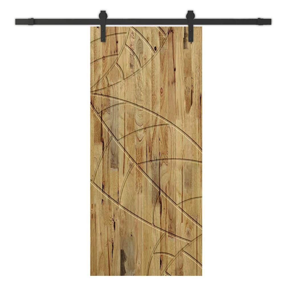 24 in. x 84 in. Weather Oak Stained Pine Wood Modern Interior Sliding Barn Door with Hardware Kit price history on PriceWatchPro