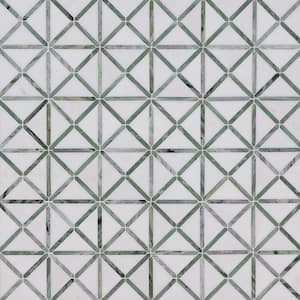 Verdant Green Geometrica Pattern 12 in. x 12 in. Polished Mosaic Marble Floor and Wall Tile (10 sq. ft./Case)