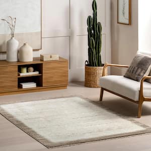 Sonali Casual Bordered Fringe Beige 8 ft. 10 in. x 13 ft. Area Rug