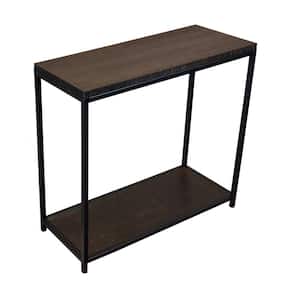 Eccostyle 32 in. Brushed Brown 30 in. Rectangle Bamboo Wood Top Console Table with Steel Frame and Lower Shelf