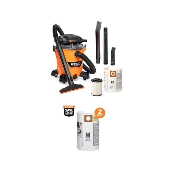 12 Gallon 6.0 Peak HP NXT Shop Vacuum with Blower, Filter, Bag and Wet Dry Vac Bags for 12-16 Gallon Vacuums, 2-Pack