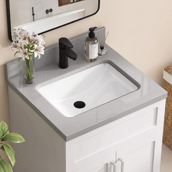 Zeafive 24 in. W x 22 in. D Engineered Stone Marble White