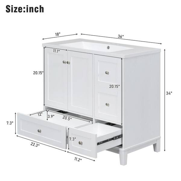 Nivencai 36 in. W x 18 in. D x 34 in. H Single Sink Freestanding