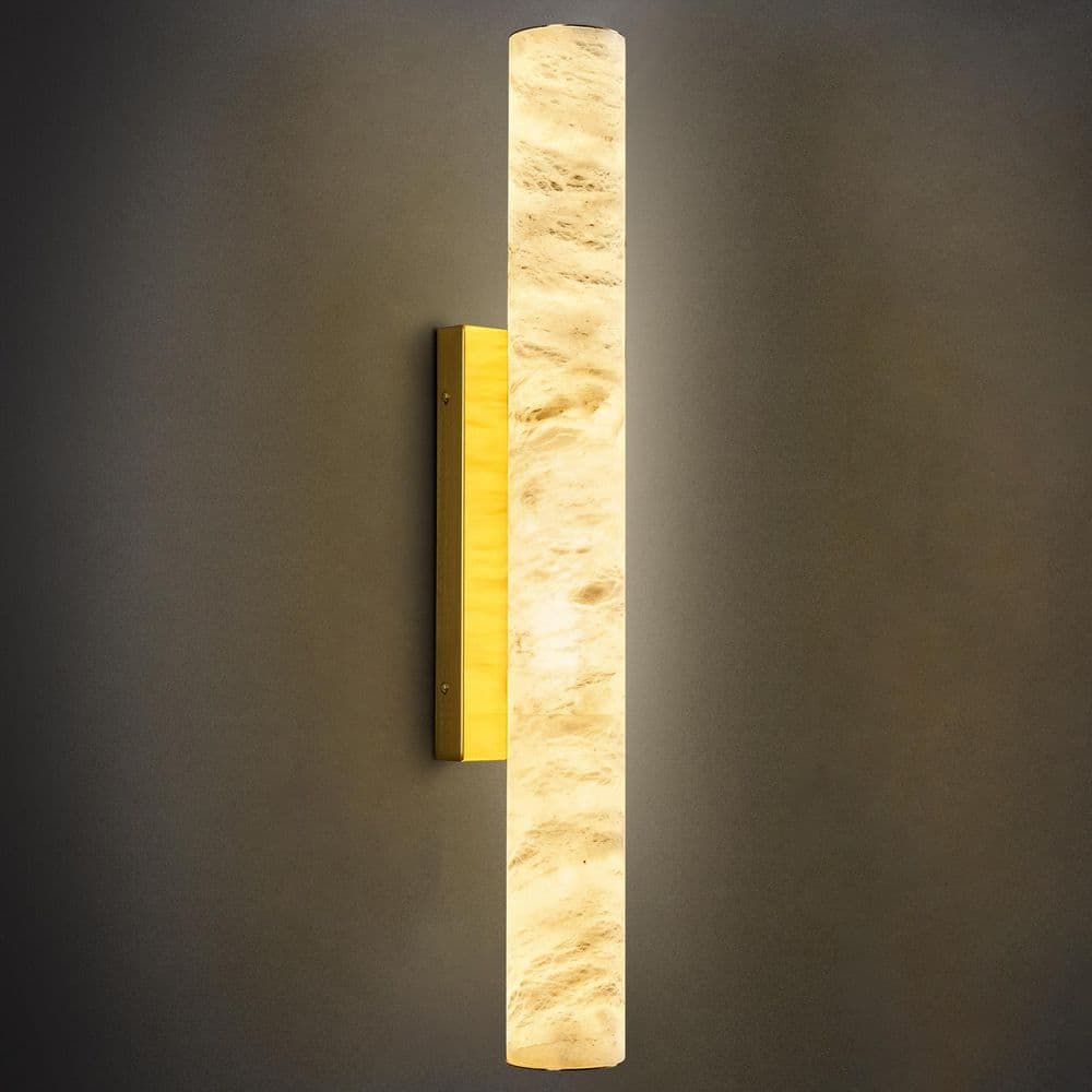 Natural Alabaster 27.5 in. 1-Light Modern Gold LED Spanish Marble Wall Light Cylinder Wall Sconces (M-1Pack) price history on PriceWatchPro