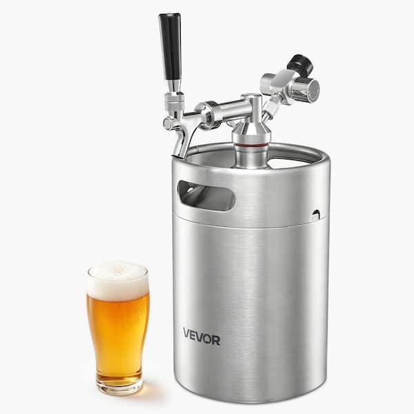170 oz. Mini Keg, Pressurized Growler Tap System, 304 Stainless Steel Beer Kit, with Co2 Regulator, Self-Closing Faucet