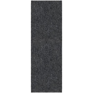 Oscar Collection Non-Slip Rubberback Modern Solid Design 2x5 Indoor Runner Rug, 1 ft. 8 in. x 4 ft. 11 in., Black