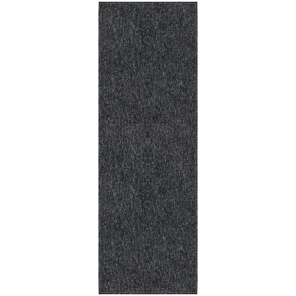 Ottomanson Oscar Collection Non-Slip Rubberback Modern Solid Design 2x5 Indoor Runner Rug, 1 ft. 8 in. x 4 ft. 11 in., Black