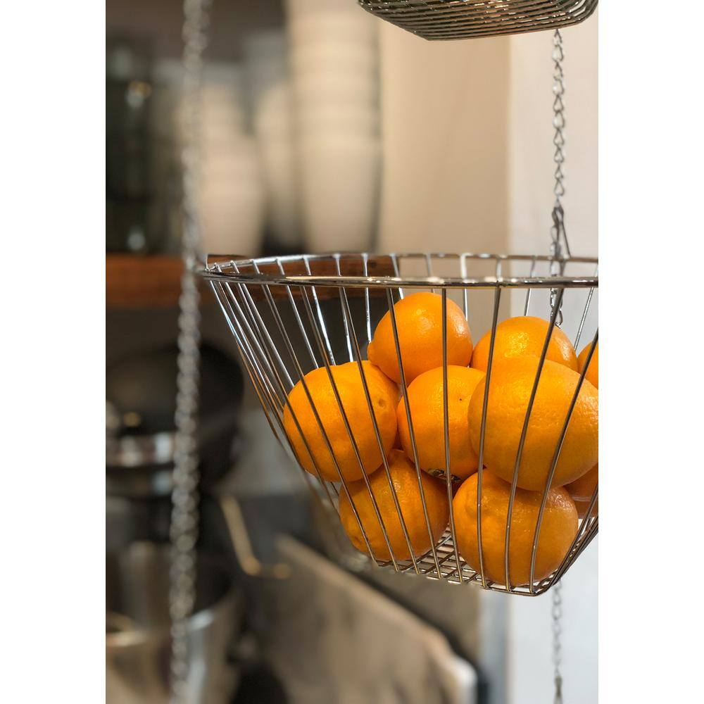 Chrome Three Tier Hanging Baskets for Kitchen Storage