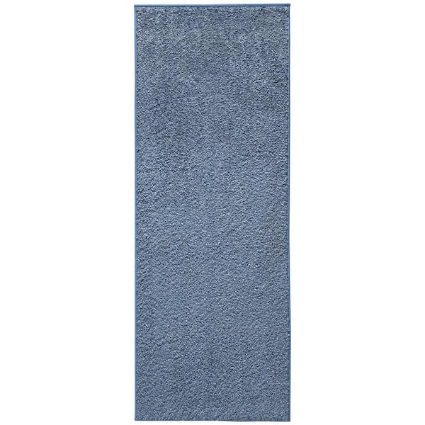 Ottomanson Studio Collection Non-Slip Rubberback Solid Soft Blue 2 ft. 2 in. x 6 ft. Indoor Runner Rug