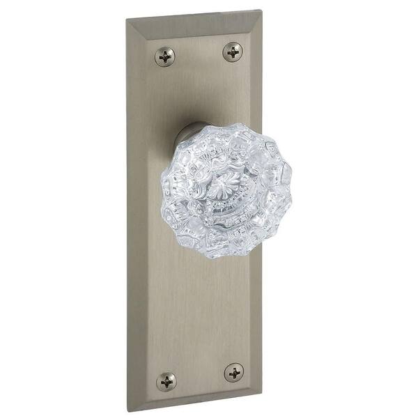 Grandeur Fifth Avenue Satin Nickel Plate with Privacy Versailles Crystal Knob