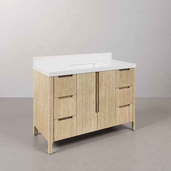 Sequoia 48 in. W x 22 in. D x 34.4 in. H Single Sink Bath Vanity in Casa Latte with White Quartz Top