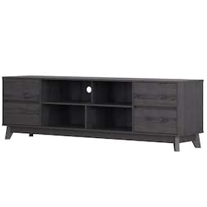 Hollywood Gray Wood Grain TV Stand with-Drawers for TVs up to 85 in.
