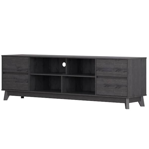 CorLiving Hollywood Gray Wood Grain TV Stand with-Drawers for TVs up to 85 in.
