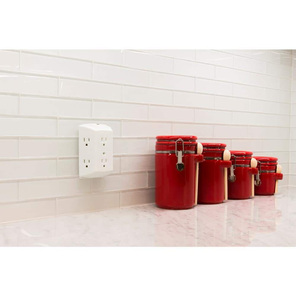 GE White 6-Outlet Wall Mounted Tap with Reset Button