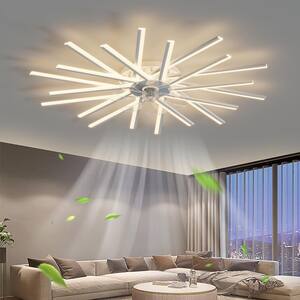45 in. W Indoor Low Profile Ceiling Fan with Light White Modern LED Fans Light 6 Speeds 3 Light Color