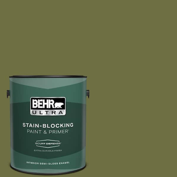 BEHR ULTRA 1 gal. #M340-7 Classic Avocado Extra Durable Semi-Gloss Enamel Interior Paint & Primer