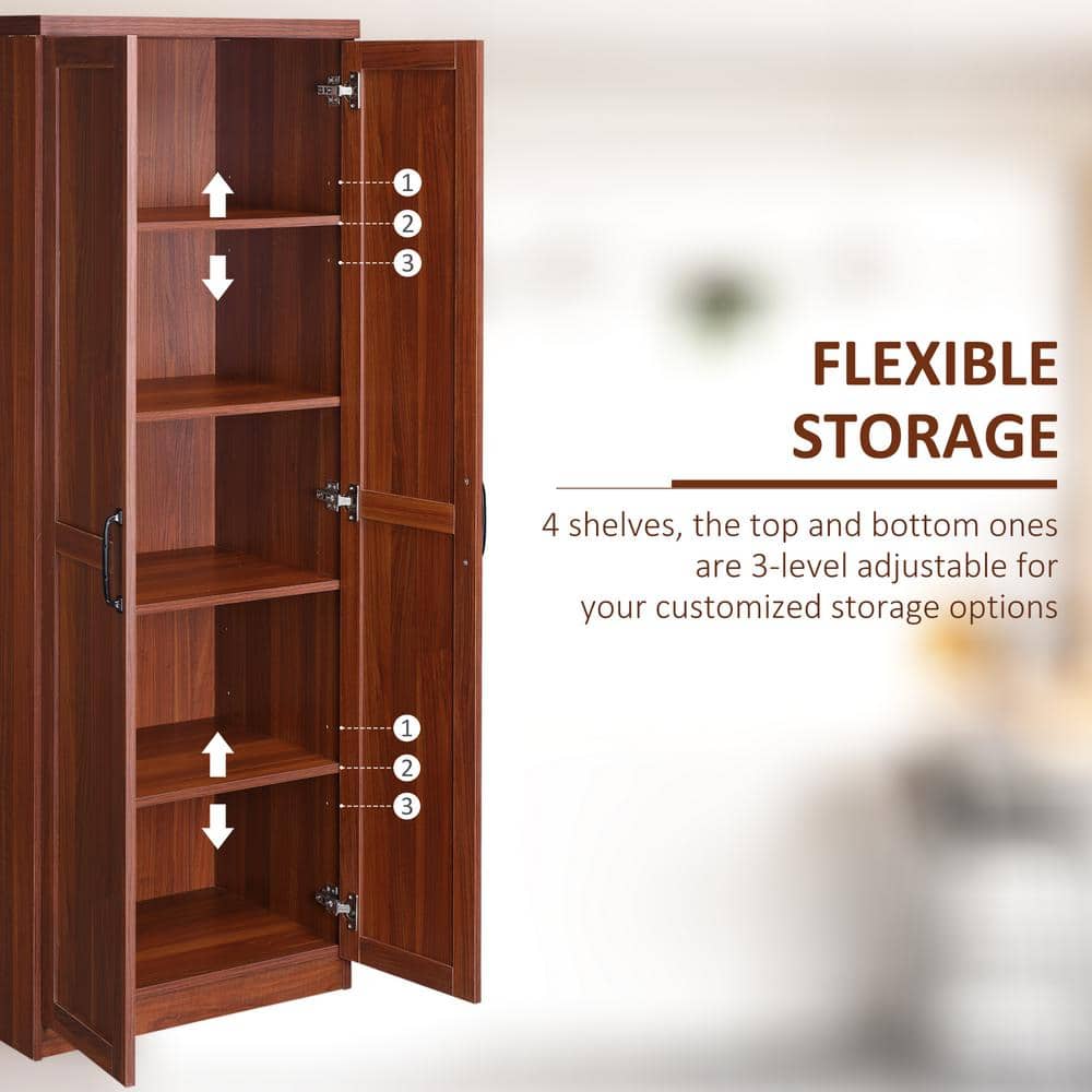 Brown Recessed Panel 63" Tall Kitchen Pantry Storage Cabinet