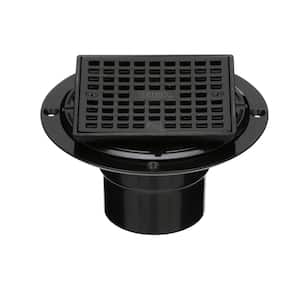 Round Black ABS Shower Drain with 4-3/16 in. Square Screw-In Oil Rubbed Bronze Drain Cover