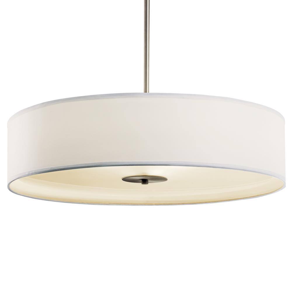 24" Brushed Nickel Drum Ceiling Light with White Shade
