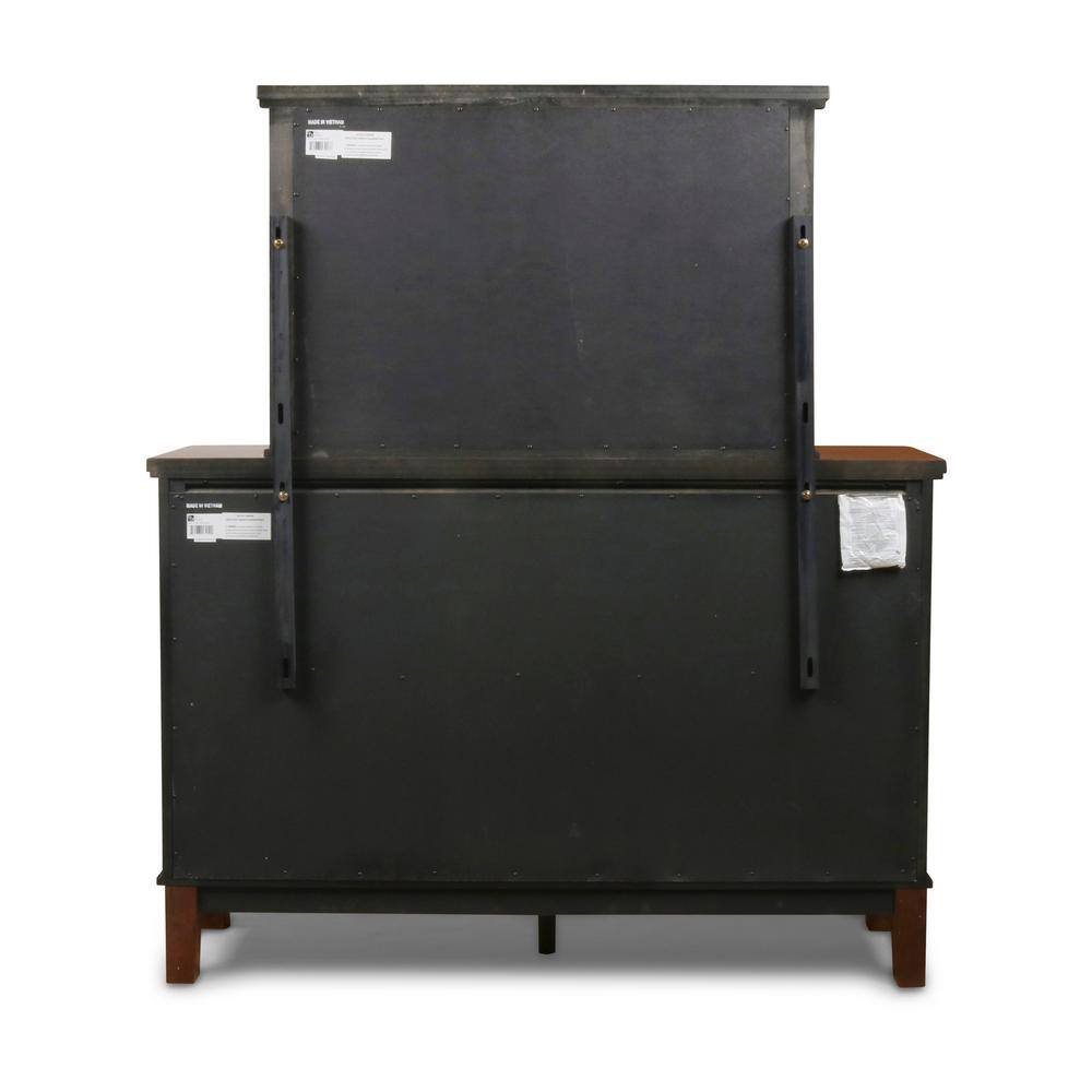 Chestnut Brown Wood 6-Drawer Dresser with Mirror
